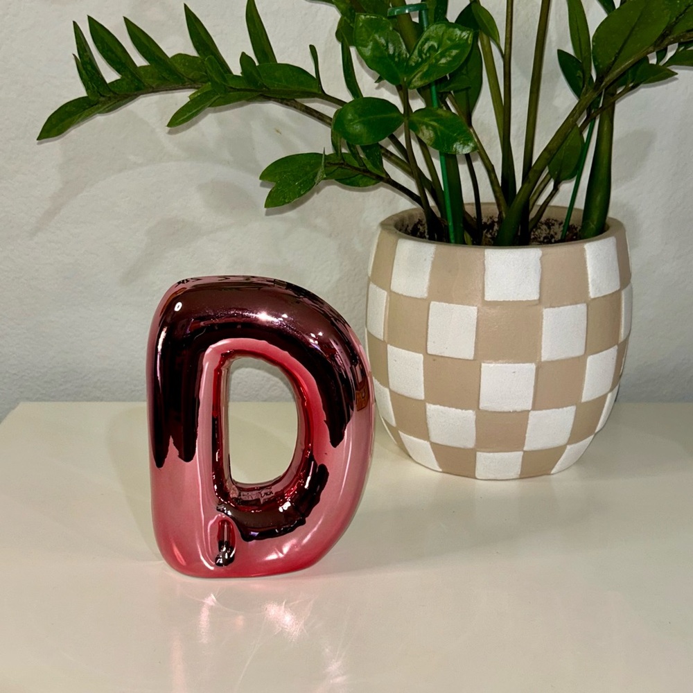 (Bundle 3 for $15) Mylar Ceramic Balloon Letter “D” Decor Metallic Pink